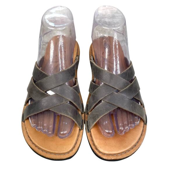 Keen Women’s Sophia Brown Leather Slip On Slide Sandals Size US 7 - Picture 7 of 10